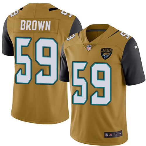 Men's Limited Arthur Brown Nike Jersey Gold - #59 Rush NFL Jacksonville Jaguars